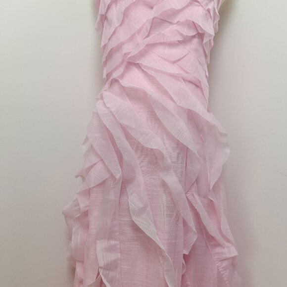 Aje Allaire Strapless Ruffled Shirred Faille Gown Chalk Pink - Picture 8 of 15